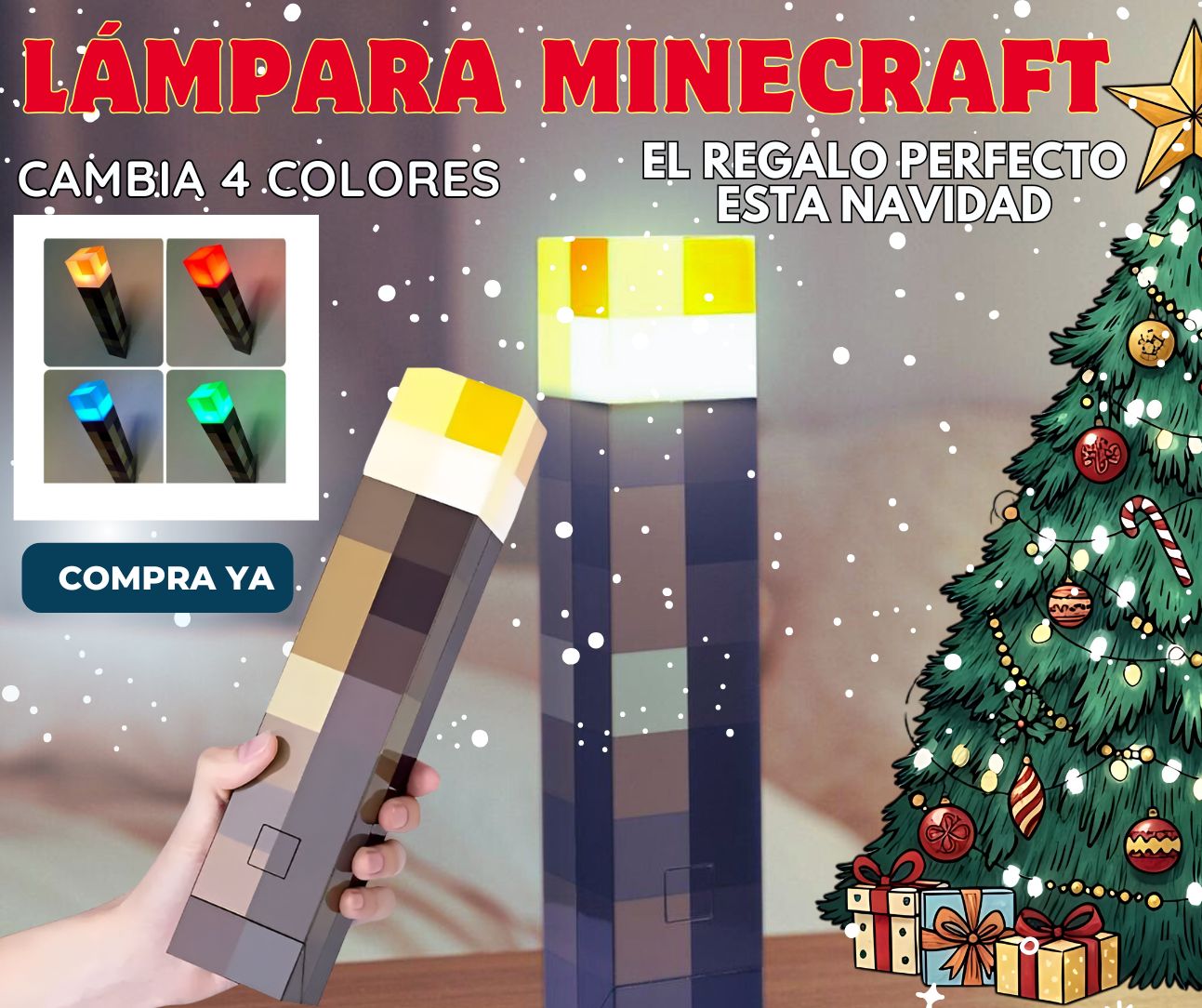 LAMPARA ANTORCHA DECORATIVA MINECRAFT 💡